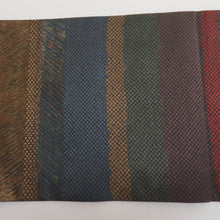 Load image into Gallery viewer, Back zone fashionable bag band double -sided carrier reversible Kanako on the striped pattern branch pattern gold thread gold x green x brown pure silk tailed kimono length 456cm