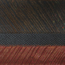 Load image into Gallery viewer, Back zone fashionable bag band double -sided carrier reversible Kanako on the striped pattern branch pattern gold thread gold x green x brown pure silk tailed kimono length 456cm