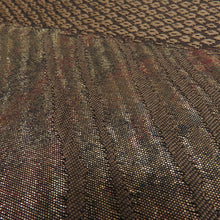 Load image into Gallery viewer, Back zone fashionable bag band double -sided carrier reversible Kanako on the striped pattern branch pattern gold thread gold x green x brown pure silk tailed kimono length 456cm