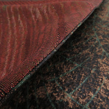 Load image into Gallery viewer, Back zone fashionable bag band double -sided carrier reversible Kanako on the striped pattern branch pattern gold thread gold x green x brown pure silk tailed kimono length 456cm