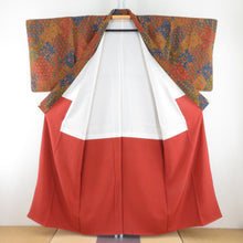 Load image into Gallery viewer, Butterfly plants butterfly plants brown x orange x green x blue lined bee collar collar silk casual kimono 153cm