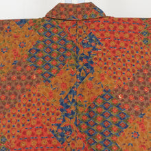 Load image into Gallery viewer, Butterfly plants butterfly plants brown x orange x green x blue lined bee collar collar silk casual kimono 153cm