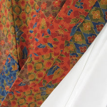 Load image into Gallery viewer, Butterfly plants butterfly plants brown x orange x green x blue lined bee collar collar silk casual kimono 153cm