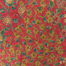 Load image into Gallery viewer, Komon geometric pattern on flower brown orange x green lined collar pure silk casual kimono 153cm