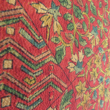 Load image into Gallery viewer, Komon geometric pattern on flower brown orange x green lined collar pure silk casual kimono 153cm