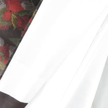 画像をギャラリービューアに読み込む, 紬 着物 草花模様 正絹 茶色x朱色 袷 広衿 カジュアル 仕立て上がり着物 身丈158cm