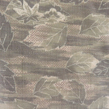 画像をギャラリービューアに読み込む, 紬 着物 葉っぱ模様 正絹 薄茶色x砂折 袷 広衿 カジュアル 仕立て上がり着物 身丈159cm