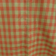 画像をギャラリービューアに読み込む, 紬 着物 市松模様 正絹 薄茶色xオレンジ色 袷 広衿 カジュアル 仕立て上がり着物 身丈156cm