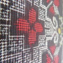 画像をギャラリービューアに読み込む, 紬 着物 華文模様 黒色x赤色x灰色 正絹 袷 広衿 カジュアル 仕立て上がり着物 身丈155cm