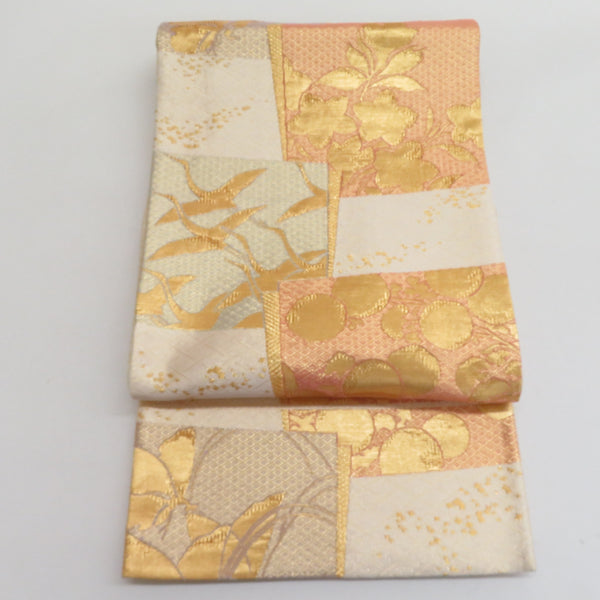 【着物と帯 時流】SF25836◆正絹 夏袋帯◆紗 荒波 黄茶 帯芯入 美品 着物と帯 時流】SF25836◇正絹 夏袋帯◇紗 荒波 黄茶 帯芯入