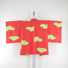 画像をギャラリービューアに読み込む, 羽織 絞り オレンジ色x黄色 流水に花模様 菱型地文 正絹 着物ジャケット 仕立て上がり 身丈82.5cm