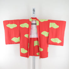 画像をギャラリービューアに読み込む, 羽織 絞り オレンジ色x黄色 流水に花模様 菱型地文 正絹 着物ジャケット 仕立て上がり 身丈82.5cm