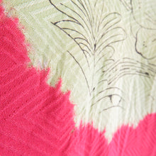 画像をギャラリービューアに読み込む, 羽織 絞り オレンジ色x黄色 流水に花模様 菱型地文 正絹 着物ジャケット 仕立て上がり 身丈82.5cm