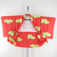 画像をギャラリービューアに読み込む, 羽織 絞り オレンジ色x黄色 流水に花模様 菱型地文 正絹 着物ジャケット 仕立て上がり 身丈82.5cm