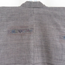 画像をギャラリービューアに読み込む, 紬 着物 大島紬 カタス式 花模様 茶色x青紫色x灰色 正絹 袷 広衿 カジュアル 仕立て上がり着物 身丈158cm