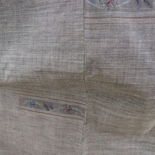 画像をギャラリービューアに読み込む, 紬 着物 大島紬 カタス式 花模様 茶色x青紫色x灰色 正絹 袷 広衿 カジュアル 仕立て上がり着物 身丈158cm