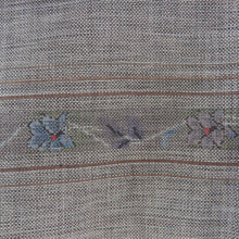 画像をギャラリービューアに読み込む, 紬 着物 大島紬 カタス式 花模様 茶色x青紫色x灰色 正絹 袷 広衿 カジュアル 仕立て上がり着物 身丈158cm