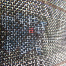 画像をギャラリービューアに読み込む, 紬 着物 大島紬 カタス式 花模様 茶色x青紫色x灰色 正絹 袷 広衿 カジュアル 仕立て上がり着物 身丈158cm