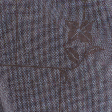 画像をギャラリービューアに読み込む, 紬 着物 幾何学模様に花 紺色x黒色 正絹 袷 広衿 カジュアル 仕立て上がり着物 身丈159cm