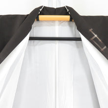 画像をギャラリービューアに読み込む, 紬 着物 格子に燕模様 茶色 正絹 袷 広衿 カジュアル 仕立て上がり着物 身丈159cm