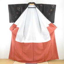 画像をギャラリービューアに読み込む, 紬 着物 格子に燕模様 茶色 正絹 袷 広衿 カジュアル 仕立て上がり着物 身丈159cm