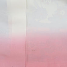 Load image into Gallery viewer, Komon Fogi flower pattern blur dyed blue x pink foil with pink foil Saaya -shaped ground crest x silver lined wide collar pure silk