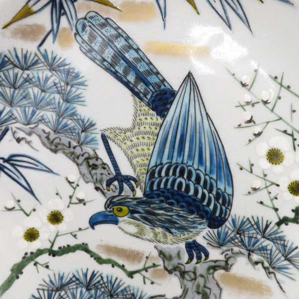 骨董・民芸品 九谷光星 瑞鳥 松竹梅 飾皿 大皿 絵皿 インテリア 共箱有