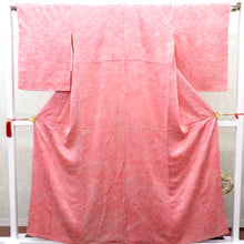 Load image into Gallery viewer, Komon Normal House Pink Pink Red White Mura Dye Dyeing Arisugawa Word -shaped Flowers Wide Collar Pure Collar Silk Casual Casual Kimono Step