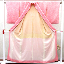 Load image into Gallery viewer, Komon Normal House Pink Pink Red White Mura Dye Dyeing Arisugawa Word -shaped Flowers Wide Collar Pure Collar Silk Casual Casual Kimono Step