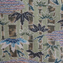 Load image into Gallery viewer, 紬 着物 竹模様 緑色x青色x灰色 袷 バチ衿 正絹 仕立て上がり カジュアル 身丈157cm