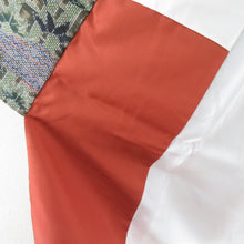 Load image into Gallery viewer, 紬 着物 竹模様 緑色x青色x灰色 袷 バチ衿 正絹 仕立て上がり カジュアル 身丈157cm