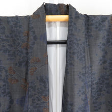 Load image into Gallery viewer, 紬 着物 葡萄模様 黒色x青色x黄色 袷 広衿 正絹 仕立て上がり カジュアル 身丈159cm