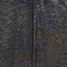 Load image into Gallery viewer, 紬 着物 葡萄模様 黒色x青色x黄色 袷 広衿 正絹 仕立て上がり カジュアル 身丈159cm