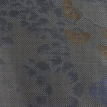 Load image into Gallery viewer, 紬 着物 葡萄模様 黒色x青色x黄色 袷 広衿 正絹 仕立て上がり カジュアル 身丈159cm