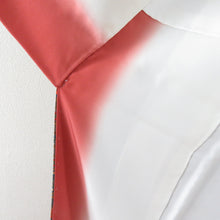 Load image into Gallery viewer, 小紋 和更紗切嵌染め模様 朱色x緑色x多色 袷 広衿 正絹 仕立て上がり カジュアル着物 身丈163cm