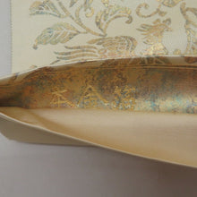 Load image into Gallery viewer, 袋帯 正倉院模様 金糸 ベージュxゴールド本金箔 六通柄 正絹 仕立て上がり 着物帯 長さ440cm
