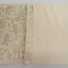 Load image into Gallery viewer, 袋帯 正倉院模様 金糸 ベージュxゴールド本金箔 六通柄 正絹 仕立て上がり 着物帯 長さ440cm