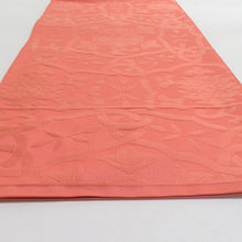 画像をギャラリービューアに読み込む, 袋帯 洒落袋帯 コラールオレンジ色 唐草花模様 六通柄 正絹 仕立て上がり 着物帯 長さ440cm