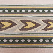 画像をギャラリービューアに読み込む, 袋帯 両端未仕立て 金糸銀糸 矢羽根模様 お太鼓柄 ベージュ色x緑色x茶色 正絹 着物帯 長さ432cm