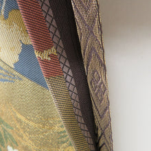 画像をギャラリービューアに読み込む, 袋帯 切嵌模様 金糸銀糸 ゴールドx紫色x多色 六通柄 正絹 仕立て上がり 着物帯