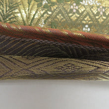 画像をギャラリービューアに読み込む, 袋帯 切嵌模様 金糸銀糸 ゴールドx紫色x多色 六通柄 正絹 仕立て上がり 着物帯