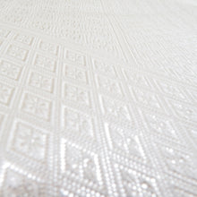 Load image into Gallery viewer, 袋帯 佐賀錦 金糸銀糸 菱型模様 リバーシブル オレンジ色x白色 全通柄 正絹 仕立て上がり 長さ448cm