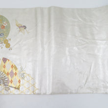 画像をギャラリービューアに読み込む, 袋帯 西陣織 瀞銀錦 長嶋成織物 六通柄 金糸銀糸 御所車に吉祥模様 正絹 仕立て上がり 長さ448cm