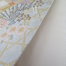 画像をギャラリービューアに読み込む, 袋帯 西陣織 瀞銀錦 長嶋成織物 六通柄 金糸銀糸 御所車に吉祥模様 正絹 仕立て上がり 長さ448cm