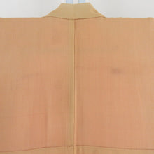 Load image into Gallery viewer, 色留袖 アンティーク 色留袖 袷 バチ衿 薄茶色xクリーム色x緑色x花々模様 刺繍入り 正絹 レトロ 昔着物 身丈156cm