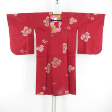 Load image into Gallery viewer, 着物コート アンティーク 昔道行 絹 赤色 薔薇模様 レトロ 身丈107cm