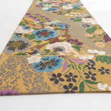 Load image into Gallery viewer, 西陣織 袋帯 西陣織 白綾苑大庭 辛子色 金糸 花鳥模様 六通柄 正絹 仕立て上がり 長さ432cm