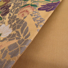 Load image into Gallery viewer, 西陣織 袋帯 西陣織 白綾苑大庭 辛子色 金糸 花鳥模様 六通柄 正絹 仕立て上がり 長さ432cm