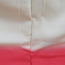 Load image into Gallery viewer, 紬 着物 本場大島紬 証紙付き 白大島 扇子模様 ベージュx薄茶色x赤色 正絹 袷 広衿 カジュアル 仕立て上がり着物 身丈165cm