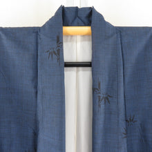 Load image into Gallery viewer, 紬 着物 大島紬 竹模様 紺色x黒色 正絹 袷 広衿 カジュアル 仕立て上がり着物 身丈159cm